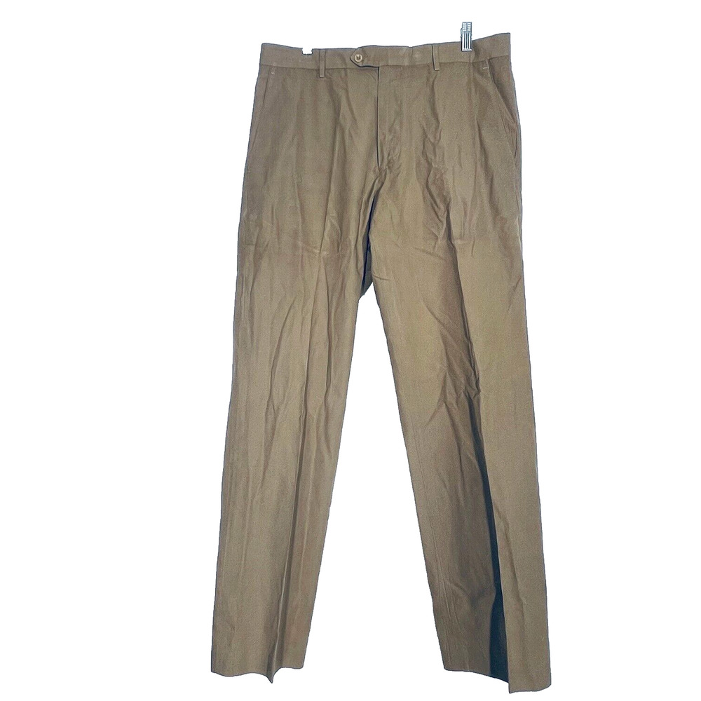 Banana Republic Khaki Pants Mens Sz 35/34 Tan Flat Front Straight Casual Comfort